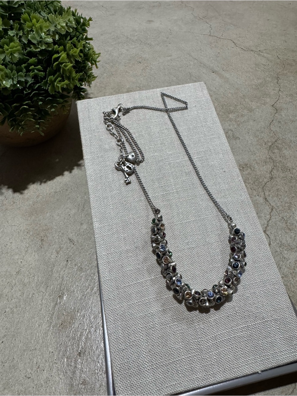 Fossil Berry Bling Necklace 20” Rhinestone Colorful Silver Tone Chunky Statement